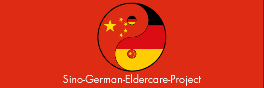 Yin and Yang symbol with the flags of the People's Republic of China and the Federal Republic of Germany