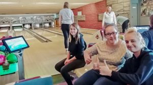 Group picture of Polish students at the Bowling Centre