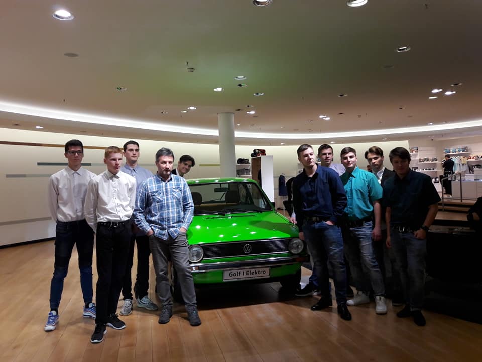 The group at the Volkswagen plant in Dreden